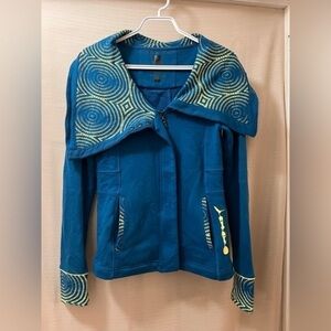 Rare unique Cirque Du Soleil Zip up blue yellow hoodie size xs
